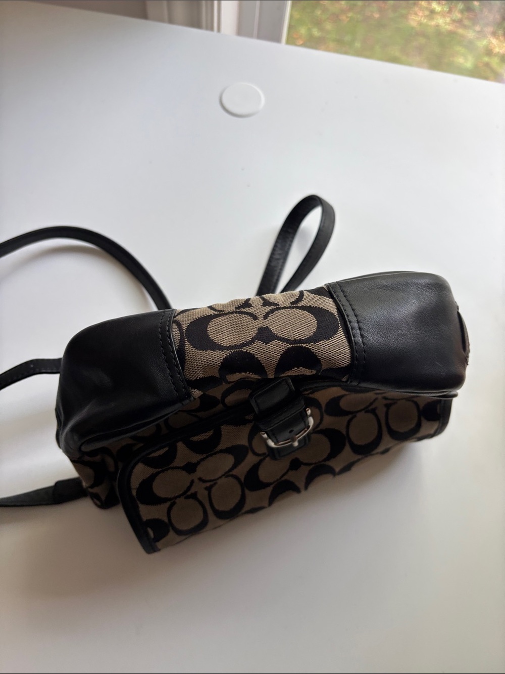 COACH Khaki and Black Signature Canvas Crossbody Bag - Picture 3 of 8